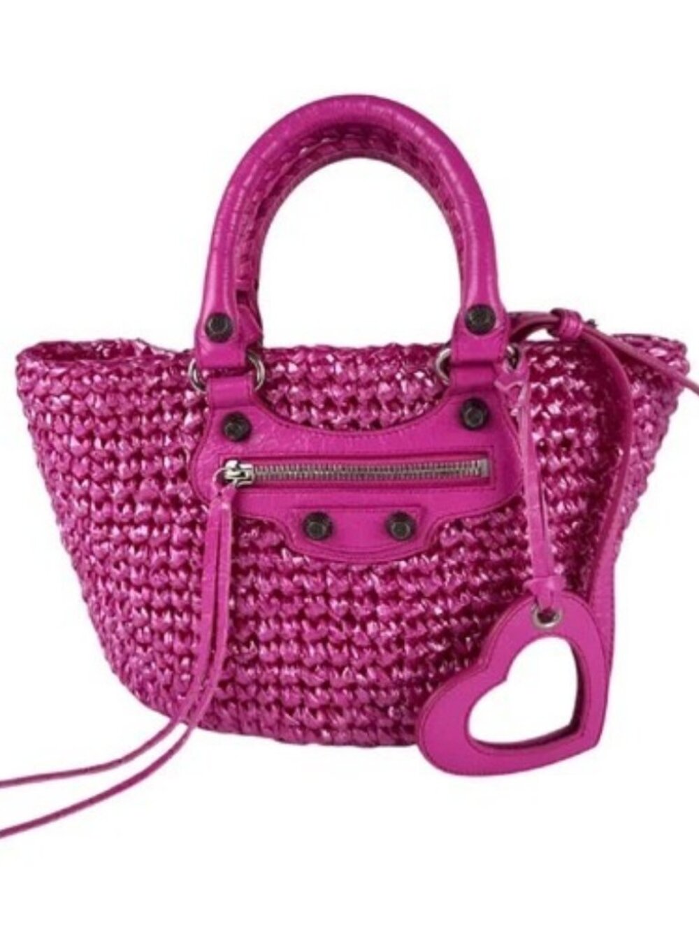 Auth BALENCIAGA Le Cagole Panier Small Shoulder Bag Handbag Magenta - z11002